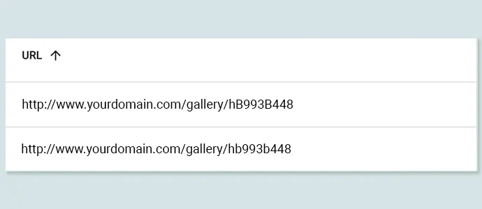 Duplicate pages with same URL and letter case variations.