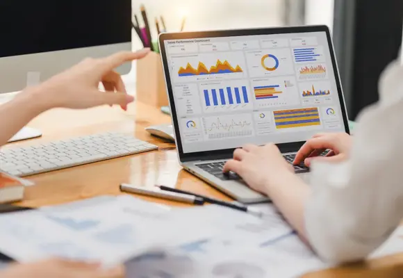 marketing report on a laptop