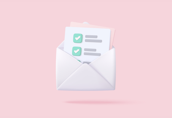 envelope with the pink background